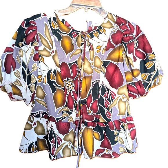 MELLODAY Tops - MELLODAY BRIGHT FLORAL PRINT TOP SIZE LARGE NWT